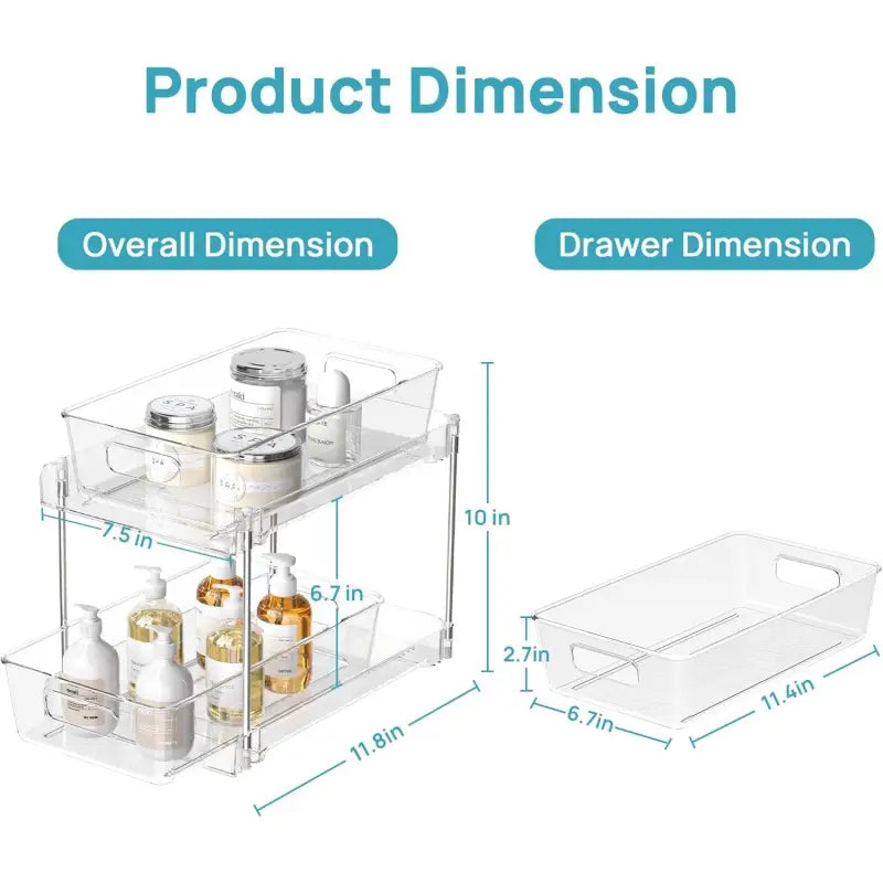 4-Pack Under Sink Organizer: 2-Tier Pull-Out Drawers with Track for Bathroom & Pantry Storage - Take Fire