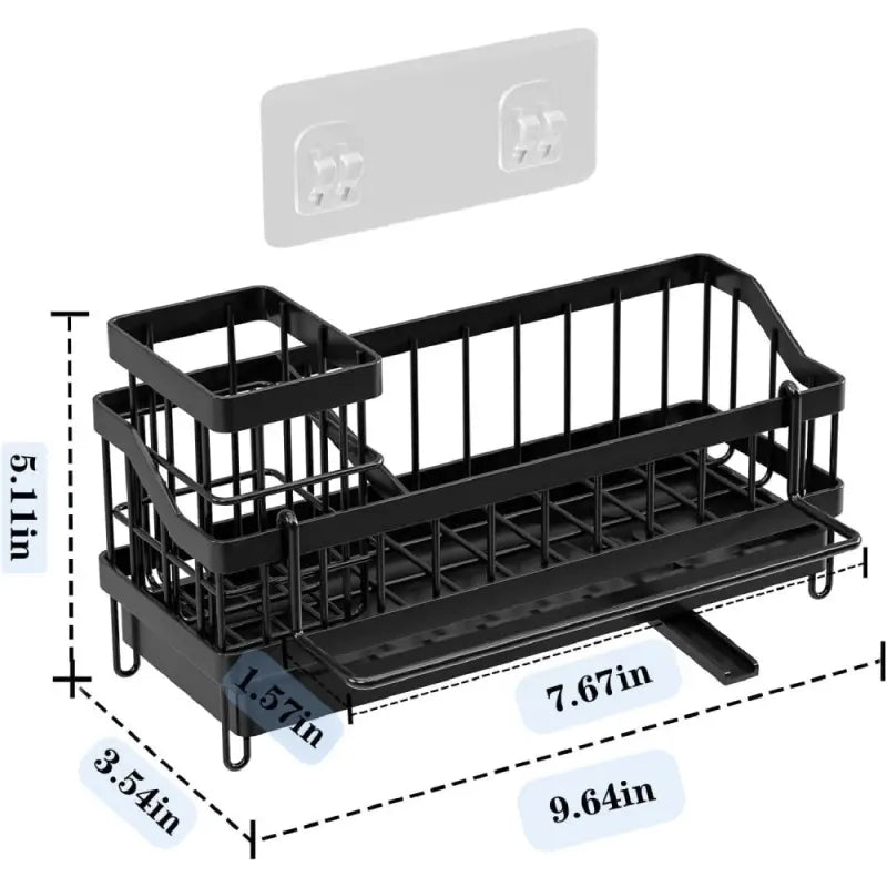All-in-One Sink Caddy: Sponge & Soap Holder with Non-Slip Brush Storage (Black) - Take Fire