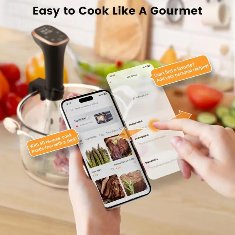 Smart Sous Vide Circulator: WiFi Control & Ultra Quiet Stainless Steel Design with Recipes - Take Fire